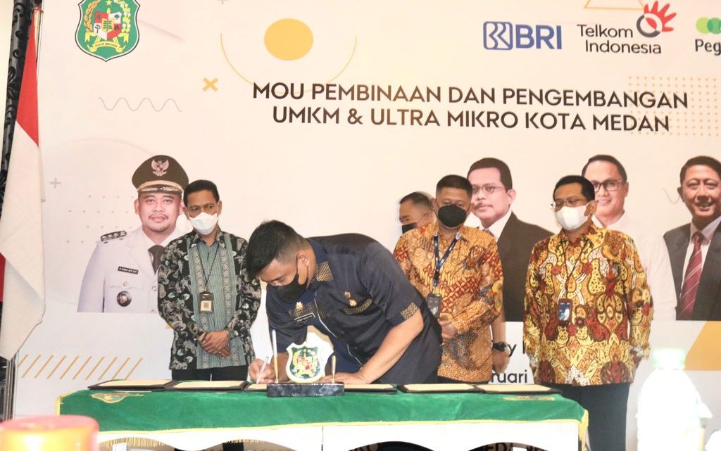 Kembangkan UMKM, Bobby Nasution Tandatangani Kesepakatan Bersama dengan BRI, Pegadaian dan PNM Kembangkan UMKM, Bobby Nasution Tandatangani Kesepakatan Bersama dengan BRI, Pegadaian dan PNM