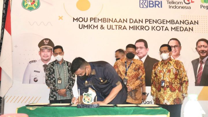 Kembangkan UMKM, Bobby Nasution Tandatangani Kesepakatan Bersama dengan BRI, Pegadaian dan PNM
