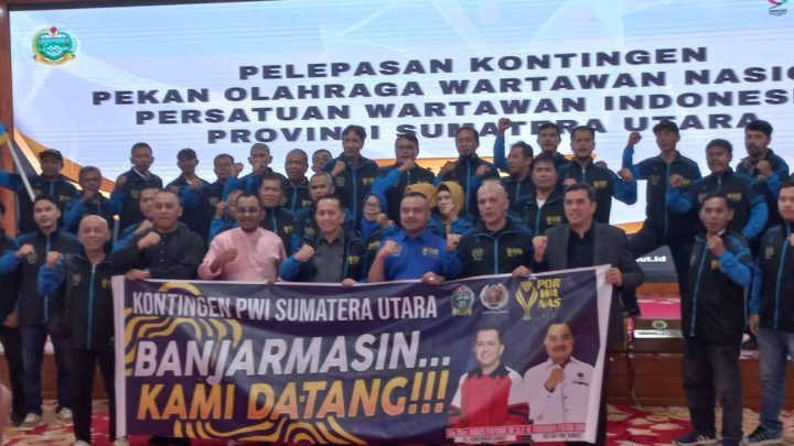 Pj Gubernur Sumut Lepas Keberangkatan Kontingen PWI Sumut ke Porwanas XIV Banjarmasin