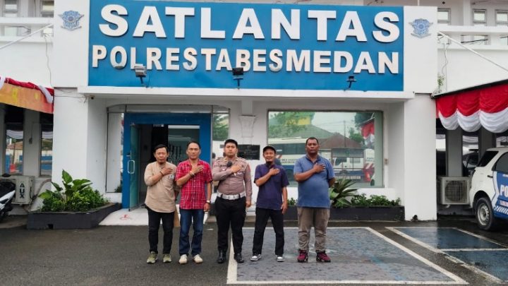 Sosialisasikan Tertib Berlalu Lintas, Satlantas Polrestabes Medan Siap Kolaborasi Dengan SMSI