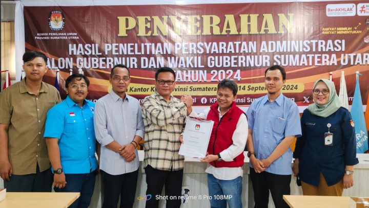 KPU Sumut Umumkan Hasil Penelitian Berkas Administrasi Calon Gubernur Sumut 2024