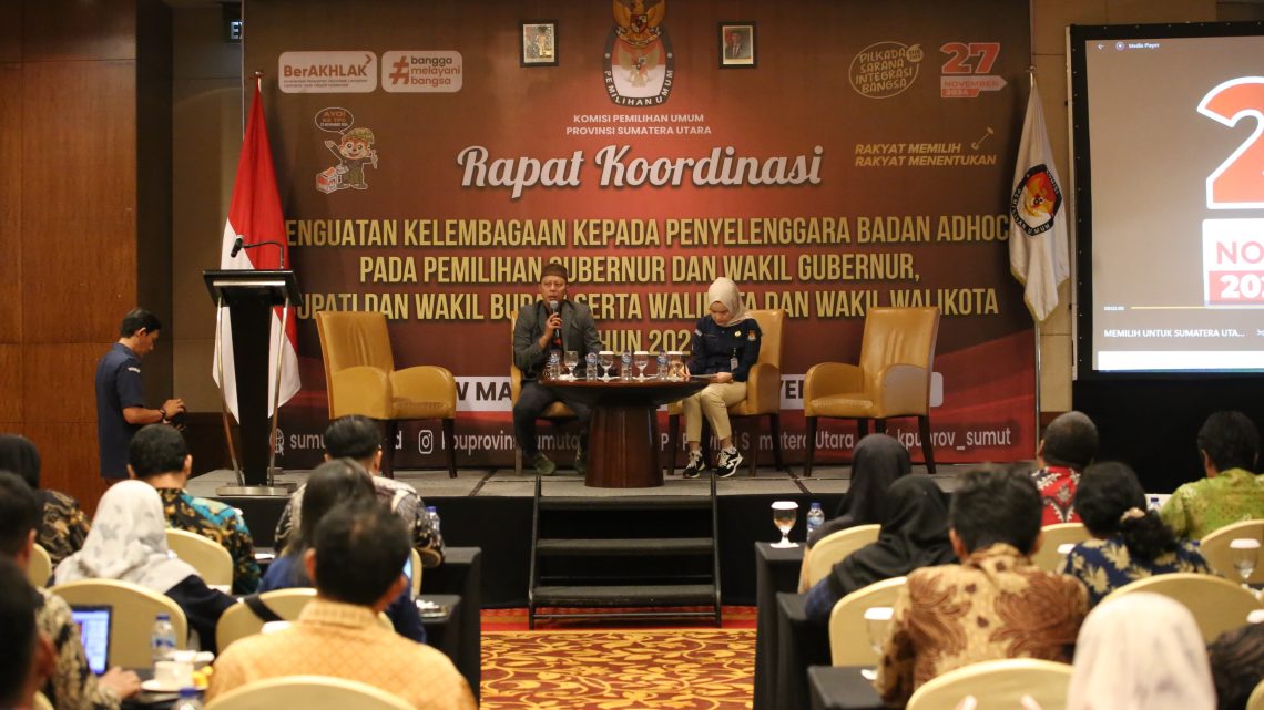 Pastikan Lancar, KPU Sumut Gelar Rakor Penguatan Kelembagaan Penyelenggara Badan Adhoc Pastikan Lancar, KPU Sumut Gelar Rakor Penguatan Kelembagaan Penyelenggara Badan Adhoc