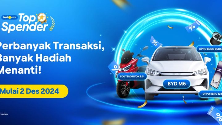 Ikuti tiket.com Top Spender, Dapatkan Mobil Listrik BYD dan Voucher Puluhan Juta Rupiah